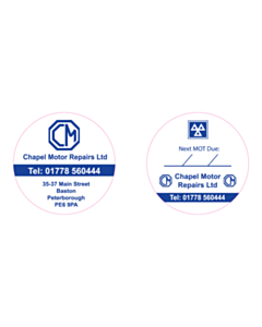50mm Diameter Chapel Motor Repairs Window Sticker
