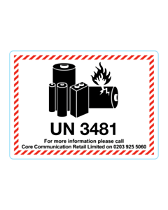101x74mm UN3481 Battery & Address Labels