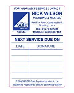  95x65mm Nick Wilson Service Labels