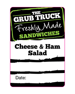 The Grub Truck Sandwich Labels - Cheese & Ham Salad 