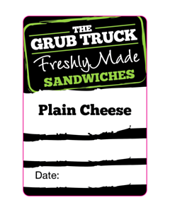 The Grub Truck Sandwich Labels - Plain Cheese
