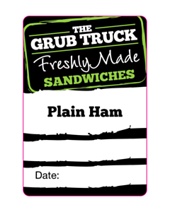 The Grub Truck Sandwich Labels - Plain Ham