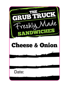 The Grub Truck Sandwich Labels - Cheese & Onion