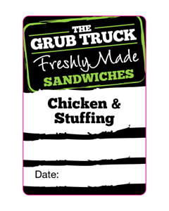The Grub Truck Sandwich Labels - Chicken & Stuffing 