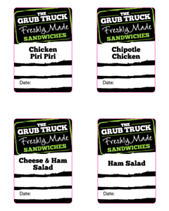 50x73mm Grub Truck Sandwich Labels - 9 Rolls 