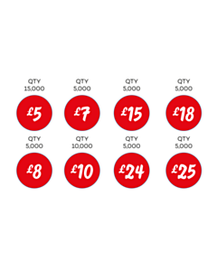 25mm Diameter Price Labels - 8 Sorts