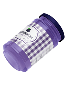 Personalised Gingham 500g Blackcurrant Jam Jar Wraparound Labels 225x60mm
