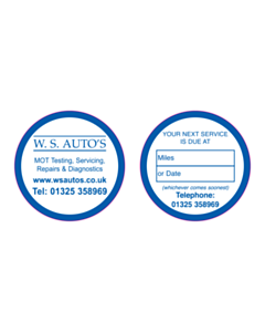 WS Autos Service Reminder Window Stickers