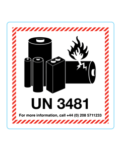 100x100mm UN3481 Battery Labels 