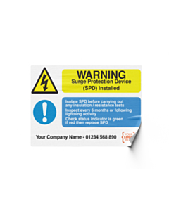 Custom Surge Protection Device (SPD) Warning Labels 95x65mm