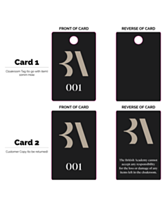 85x54mm British Academy Reusable Cloakroom Tags