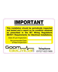 95x65mm Goom Electrical Periodic Inspection Labels 