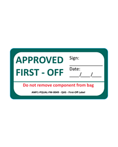 63x33mm Approved First Off Labels