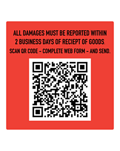 200x200mm All Damages Must Be Reported QR Labels 