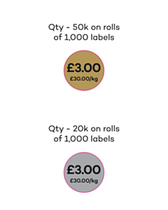 20mm Diameter £3 Gold / Silver Labels