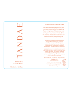 112x82mm Tandae Tanning Face Mist - New Design
