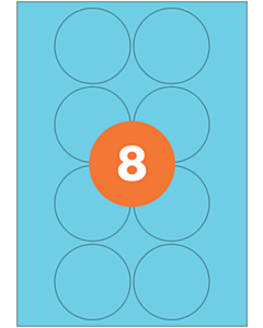 A4 Label Sheets 8 Labels Per Sheet 69mm Diameter Blue Permanent