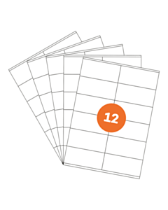 A4 Sheet Labels 12 Labels Per Sheet 105x48mm White Permanent