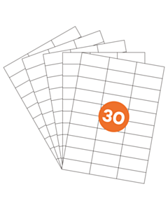 A4 Sheet Labels 30 Labels Per Sheet 70x30mm White Permanent