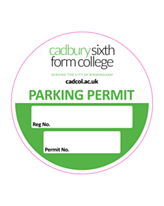 82mm Dia Cadbury College Parking Permits