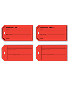 134x69mm Unserviceable / Quarantine Tags