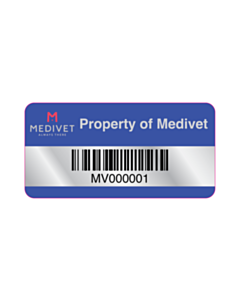  50x25mm Silver Burtons Medical Asset Labels