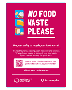 148x210mm No Food Waste Pink Labels 
