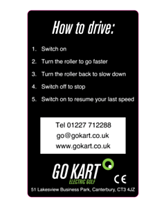 Go Kart 68x114mm Handle Labels