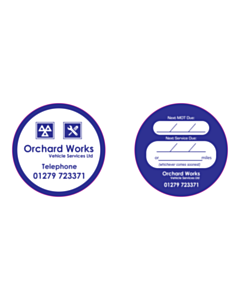 Orachard Works Vehicle Services MOT / Service Reminder Window Stickers