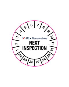 25mm Dia Rix Renewables Next Inspection Labels