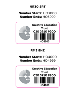 50x25mm Creative Education Trust Tamper Asset Labels 