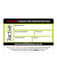 95x65mm 3Active Fire Stopping Labels