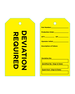 134x70mm Yellow Deviation Tags