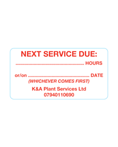 63x33mm K&A Plant Next Service Due Labels
