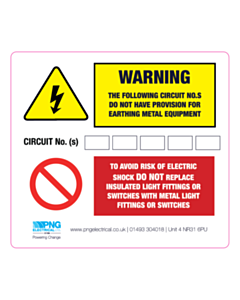 100x90mm PNG Electrical Earthing Label