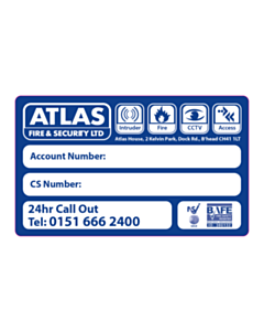100x60mm Atlas Fire & Security Account Labels