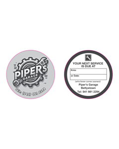 50mm Diameter Pipers Garage Service Window Stickers