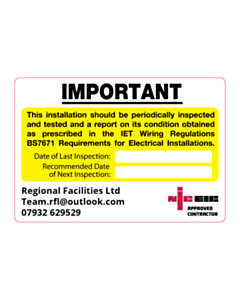 95x65mm Regional Facilities Periodic Inspection Labels 
