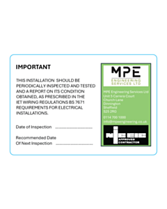 95x65mm MPE Engineering Periodic Inspection Labels