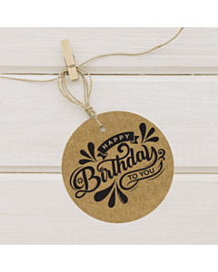 Happy Birthday Kraft Swing Tags 50mm Diameter