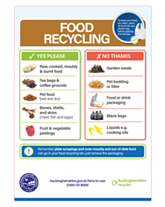 297x420mm Buckinghamshire Council Food Recycling Labels 