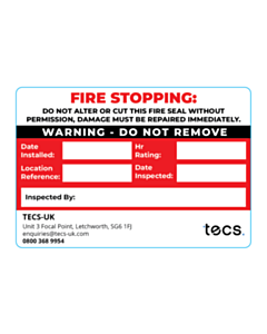 TECS Fire Stopping Labels