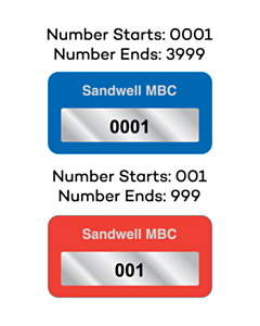 38x19mm Sandwell MBC Aluminium Asset Labels - 2 Sorts 
