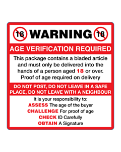 100x100mm Kent Master Age Verification Labels 