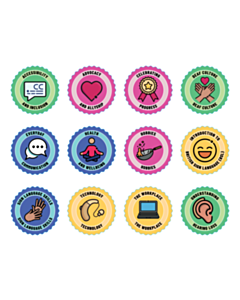 40mm Shaped Inclusion & Communication Awareness Labels 