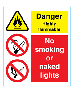 150x125mm Danger Highly Flammable Labels