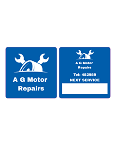  50x50mm A G Motor Repairs Next Service Window Stickers