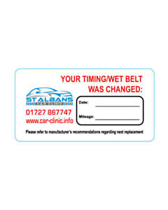 63x33mm Steve's Autos Timing Belt Labels 