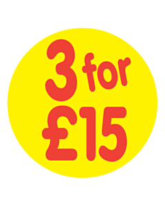 3 for £15 Price Labels 30mm Permanent
