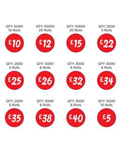25mm Diameter Price Labels - 12 Sorts 